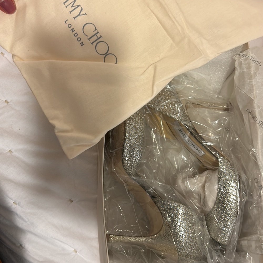 Jimmy Choo Glitter Peep Toe - Champagne - Picture 4 of 4